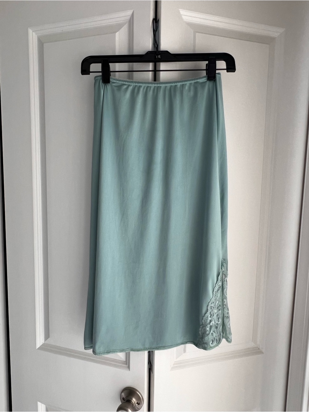 Maidenform Light Aqua Lace-Trim Slip Skirt Small Vintage Bow